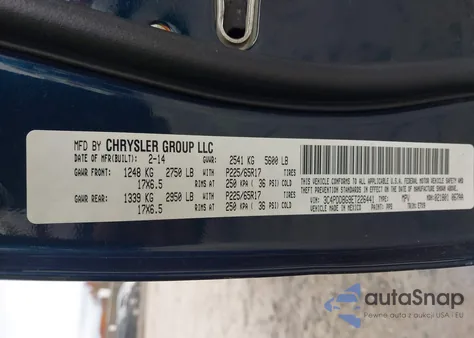 2014 Dodge Journey Sxt z USA, uszkodzony, nr VIN 3C4PDDBG9ET226441